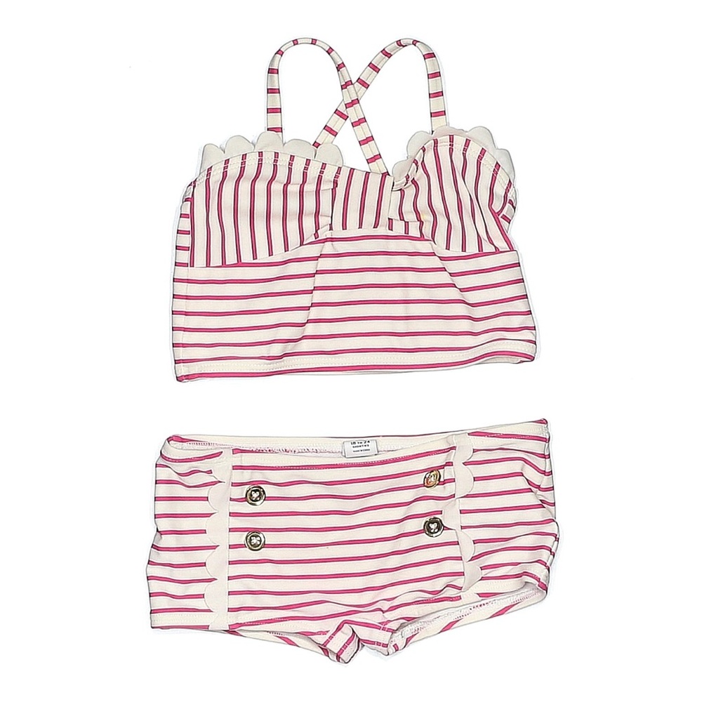 Janie & Jack Pink Striped Nautical Toddler Bikini 18-24M